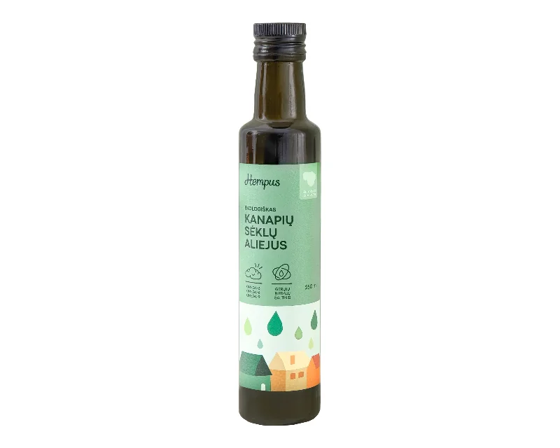 kanapiu-seklu-aliejus Bioloģiska auksti spiesta kaņepju sēklu eļļa, 250 ml - Image 1