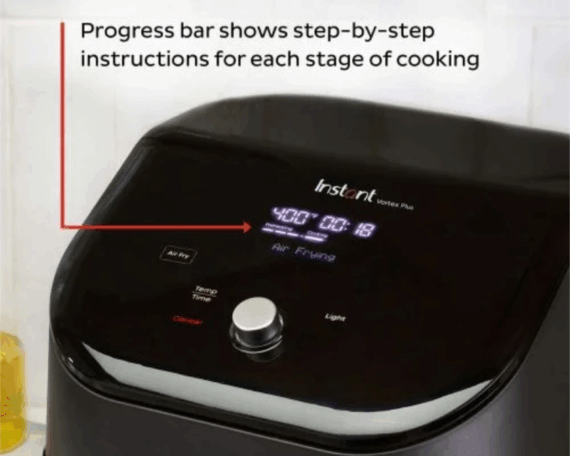 Instant Vortex® Plus nerūsējošā tērauda gaisa friteris ar ClearCook (5,7 L) 6-in-1 - Image 2