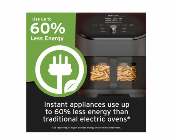 Instant Vortex® Plus nerūsējošā tērauda gaisa friteris ar ClearCook (5,7 L) 6-in-1 - Image 4